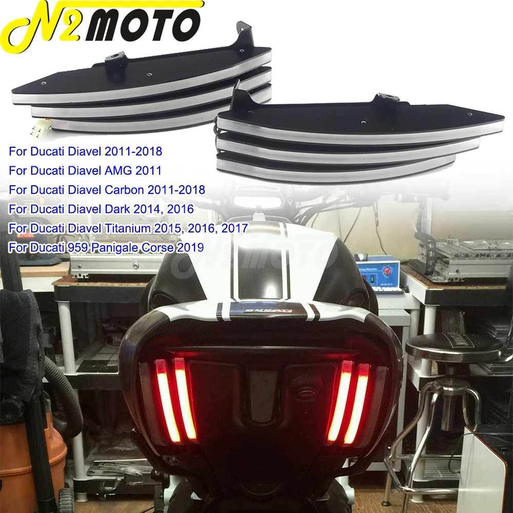 LED Tail Light For Ducati Diavel AMG Carbon Dark Titanium 959 Panigale Corse LED Taillight Turn Siganls Running Brake Light Lamp