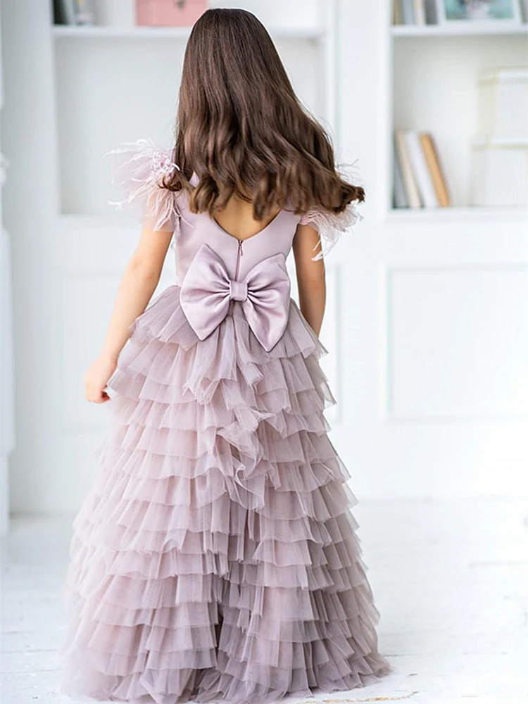 Prinzessin Kleid Mädchen Geburtstag Kleid Erstkommunion Kleid Puffy Mädchen Kleid Nette Blume Mädchen Kleid Baby Mädchen Party Kleid