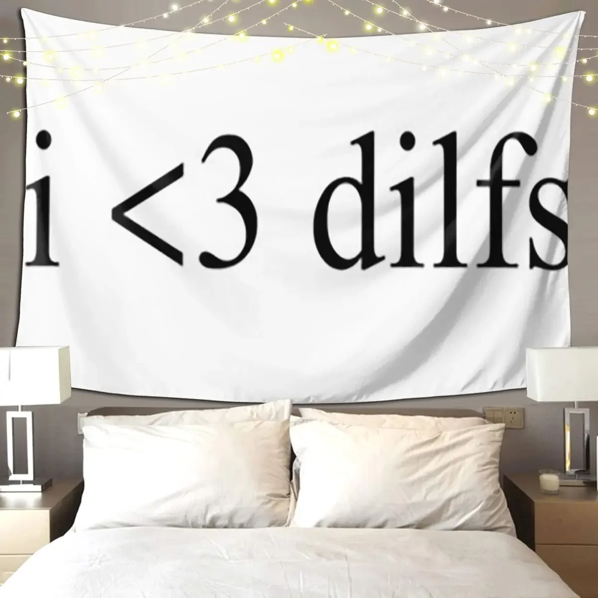 I Heart Dilfs Print Tapestry Art Wall Hanging Aesthetic Home Decor Tapestries for Living Room Bedroom Dorm Room