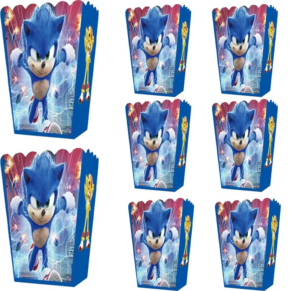 6/24pcs Sonic Popcorn Boxes Theme Party Decoration Birthday Party Favor Popcorn Treat Boxes Party Supplies - view 2