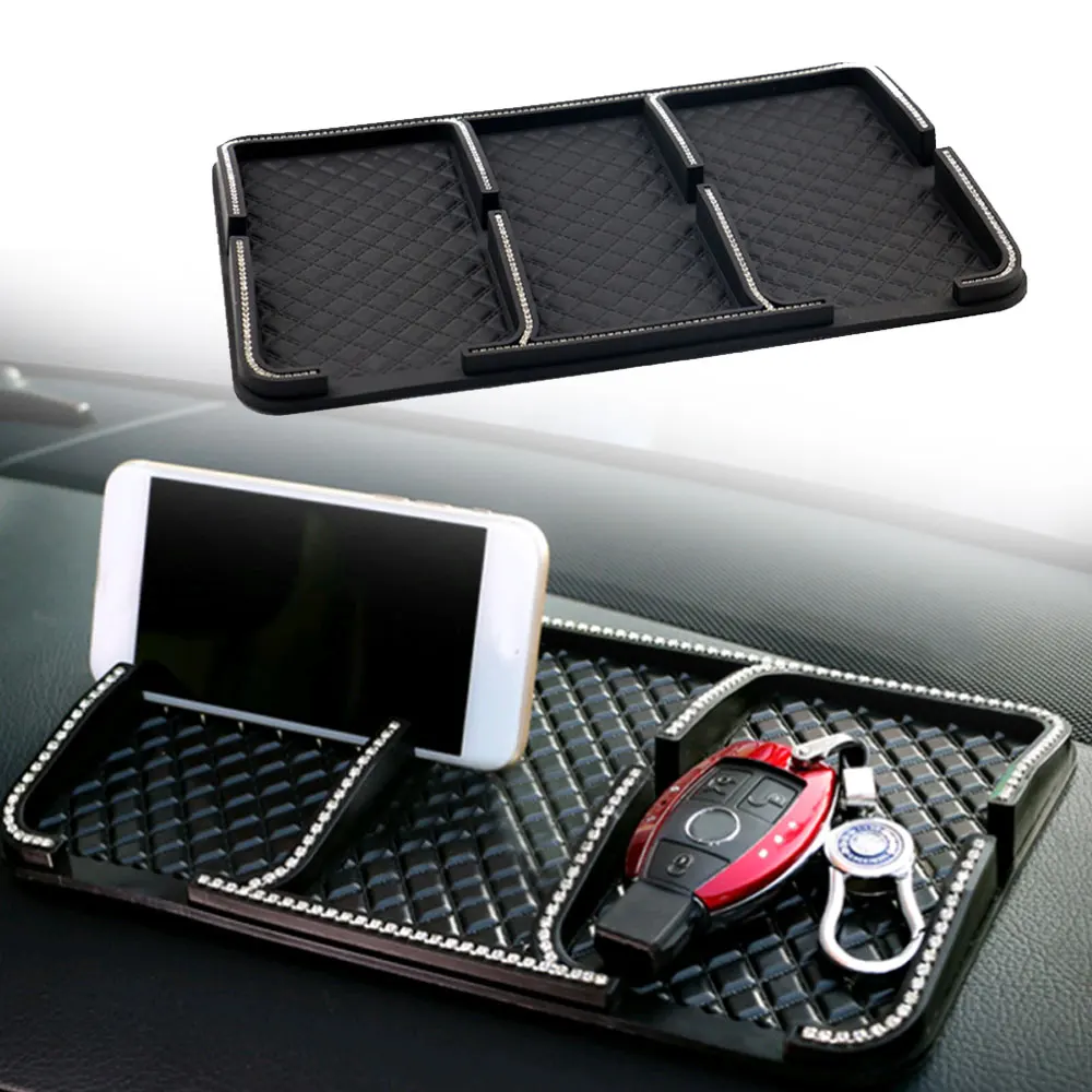 

Multifunction Car Dashboard Mat Anti-slip Phone Key Holder Car Gadgets Silica Gel Rhinestone Non-Slip Mat Car Interior Pad