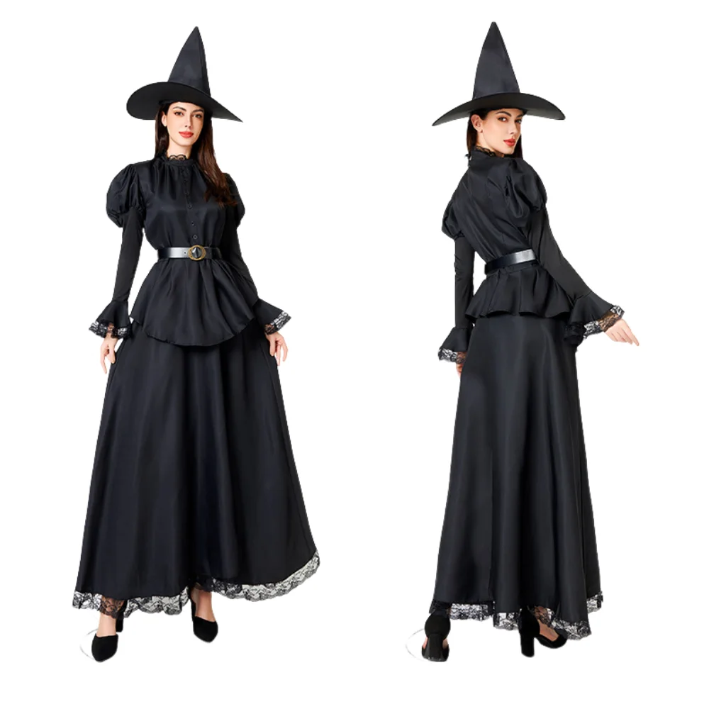 

Костюм волшебной ведьмы на Хэллоуин, женское готическое платье волшебника, шляпа ведьмы, праздничная карнавальная одежда для вечеринок, косплей, волшебный халат, платье