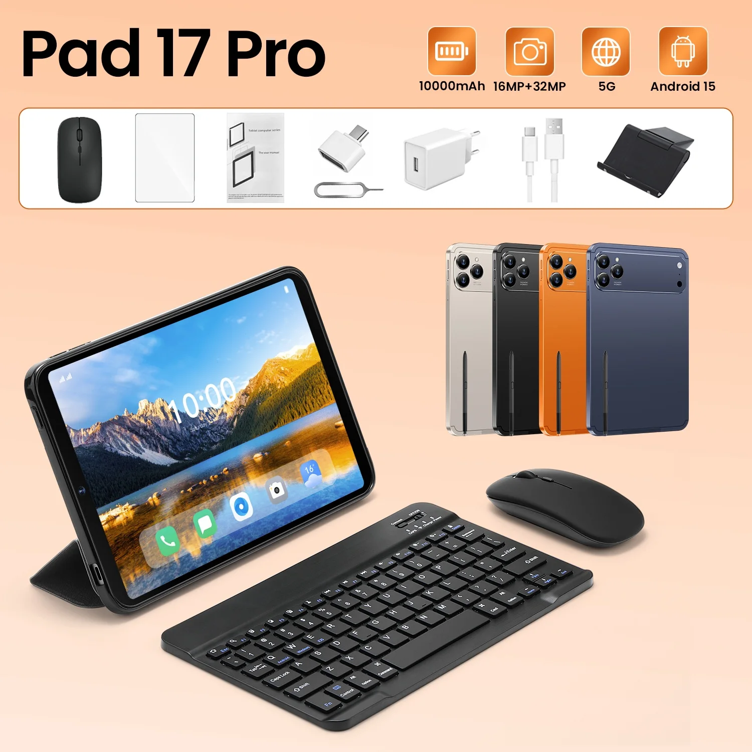 

2026 NEW HOT Pad 17 Pro 10.1" HD Screen Snapdragon 8 Gen3 16GB 1TB 5G 10000mAh 32MP Camera Type-C Tablet