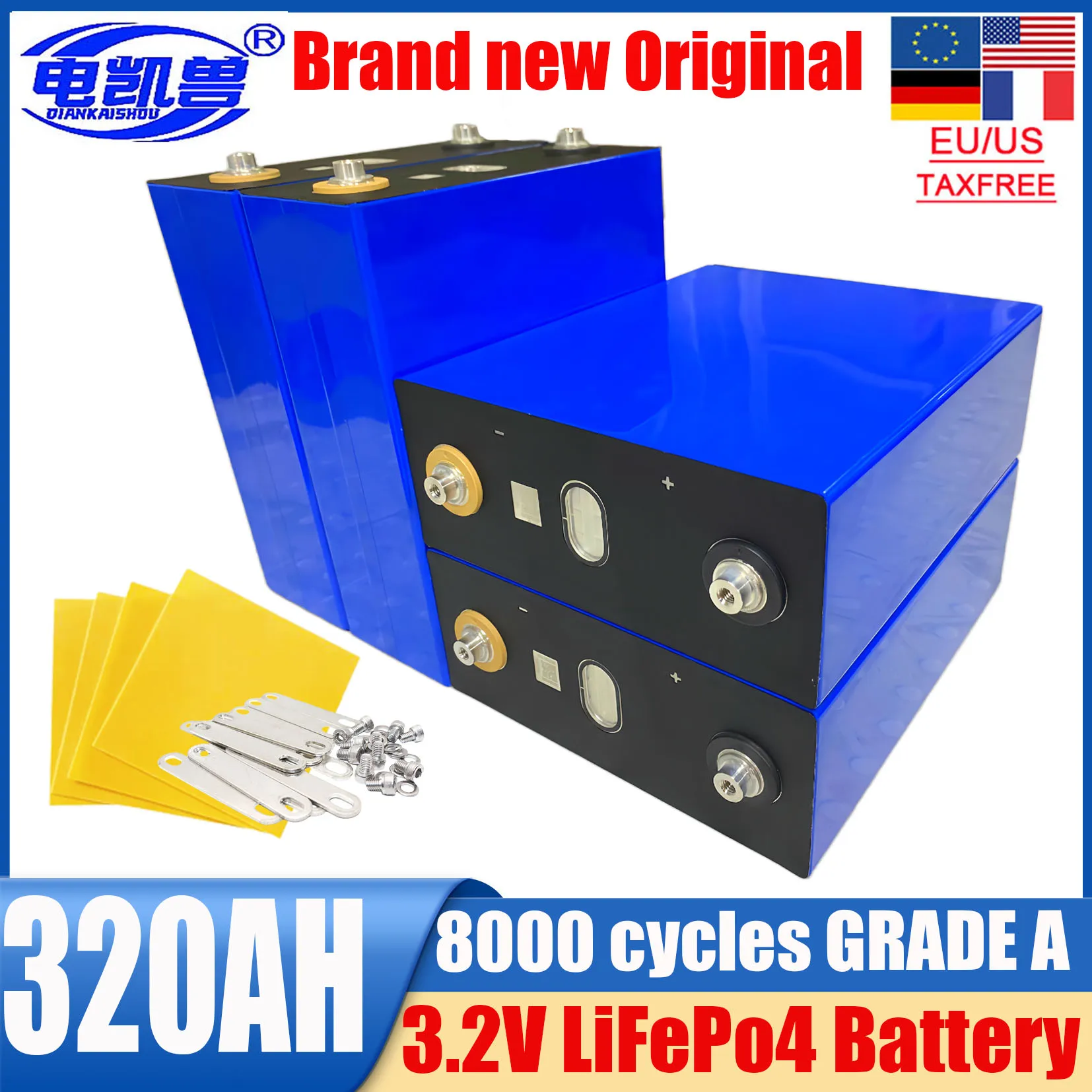 1-32pcs 3.2V 320AH Lithium Iron Phosphate Grade A Battery High Power DIY 12V 24V 48V Solar Storage Lifepo4 Rechargeable Battery