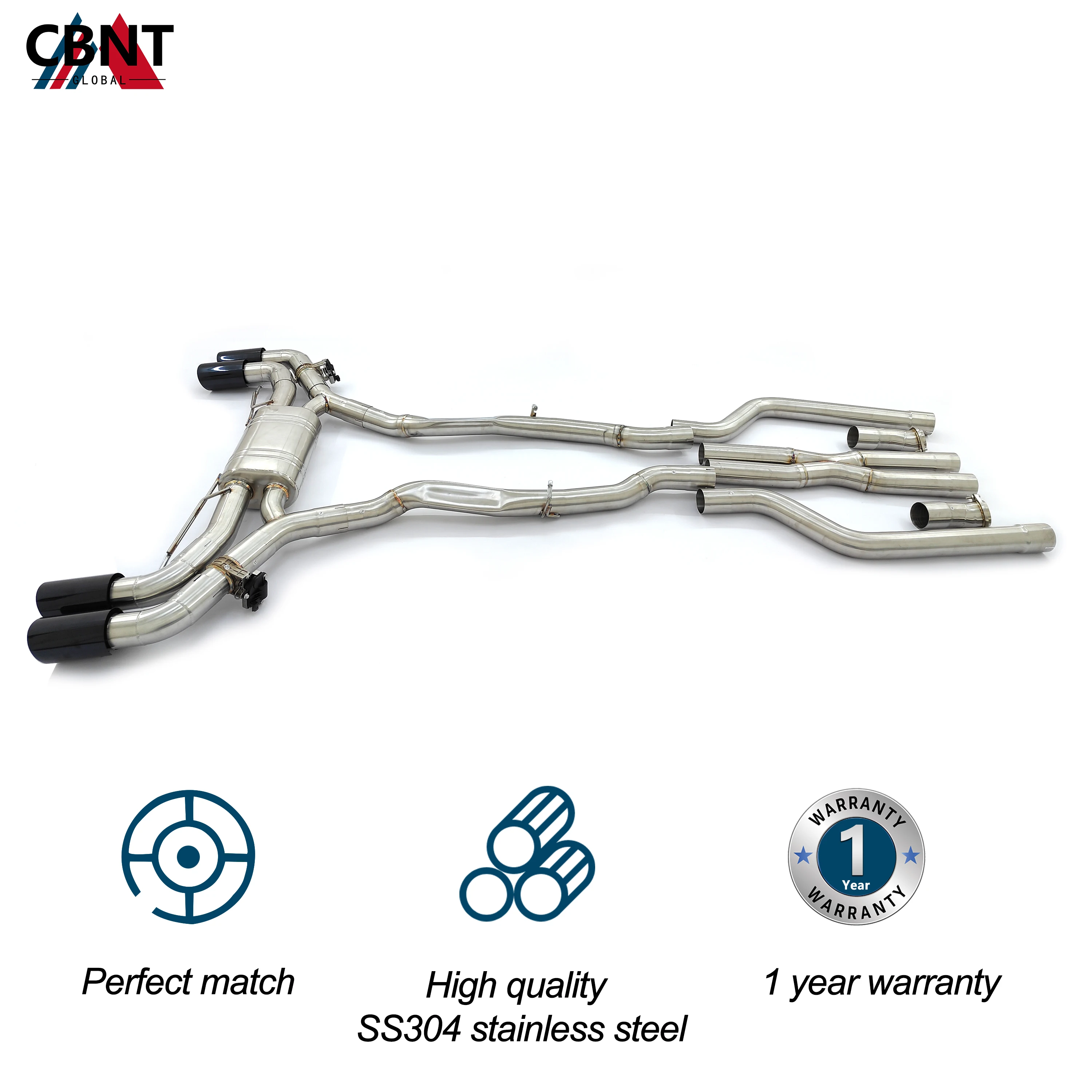CBNT Exhaust Pipe with Valve Muffler for BMW F95 X5M F96 X6M 4.4T LCI 2023-2025 Valved Exhaust Catback SS304 Exhaust Systems