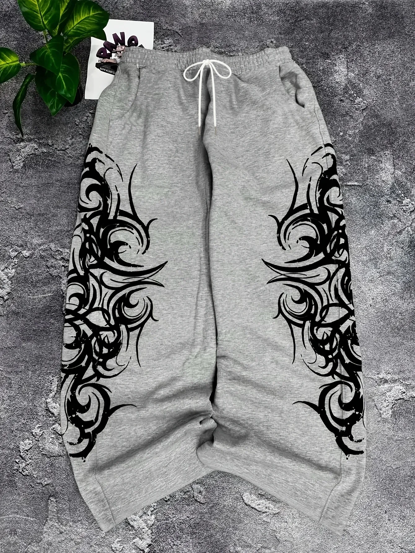 Men Hip Hop Streetwear Joggers Tribal Totem Side Print Elastic Waist Loose Casual Sweatpants Daily Bottoms Kids