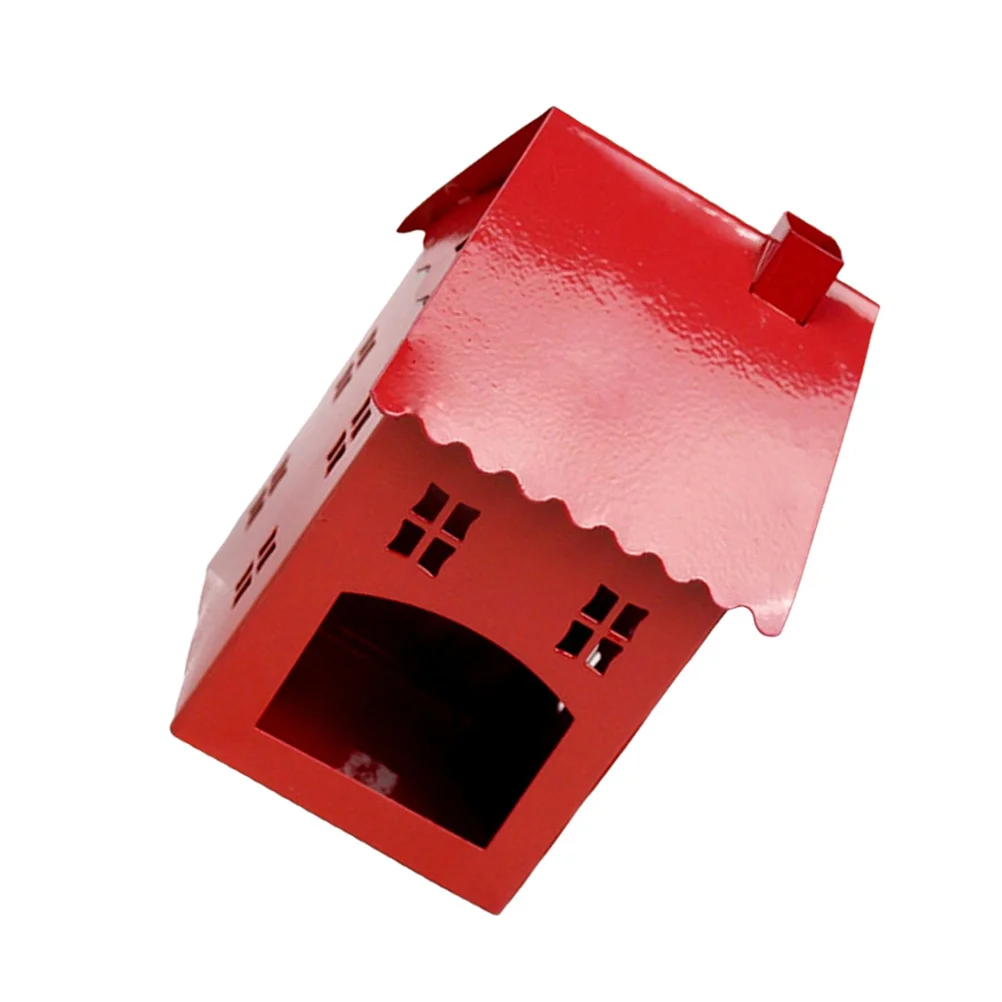 عيد الميلاد الحديد البيت الشمعدان الأحمر الحديد الحرفية حامل للمنزل مكتب الزفاف سطح المكتب الديكور عيد الميلاد حامل