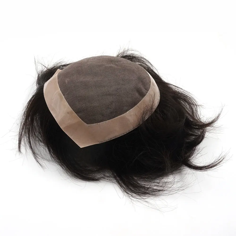 

7x6 "высокое качество индийские волосы Remy мужской парик с натуральным цветом 1B прямой протез для волос мужской моно кружевной Npu