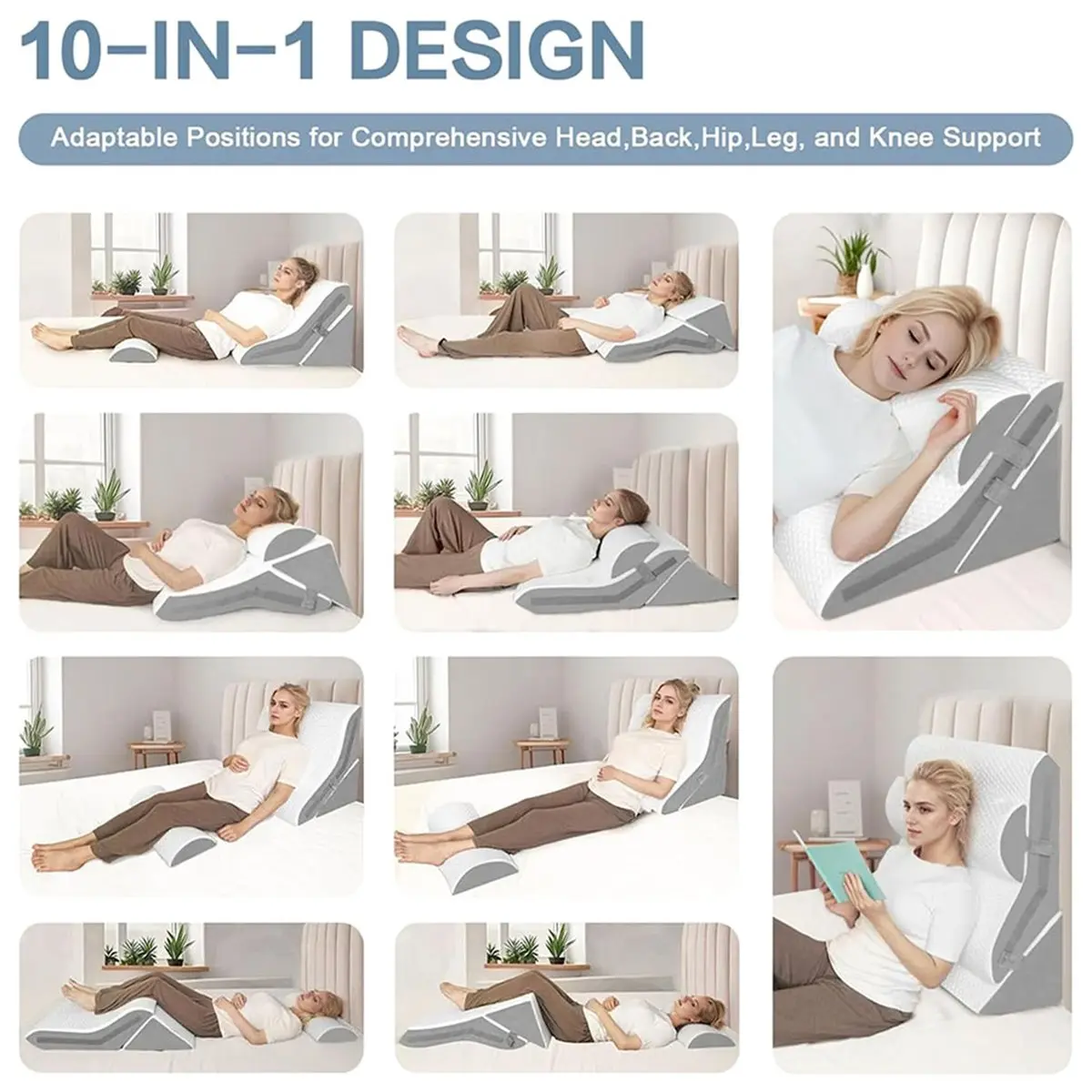 Utility Design Wedge Pillow for Sleeping Adjustable Folding Triangle Pillow for Snoring and After Surgery Back Pain Relief Acid