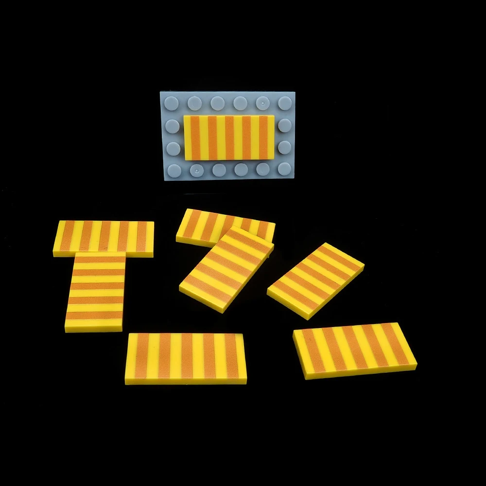 MOC 10 PCS 87079 Material Orange Texture 2x4 Printed Boards Building Blocks Figures Compatible Stripe Accessories Toys Children