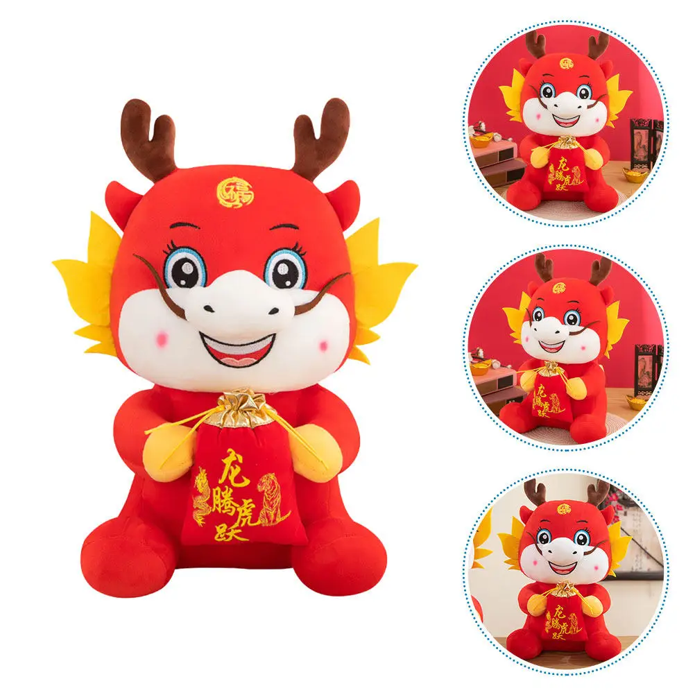 

Мягкая игрушка-дракон, милый декоративный персонаж для подарка на Китайский Новый год, яркий цвет, украшение для рабочего стола, мягкая игрушка