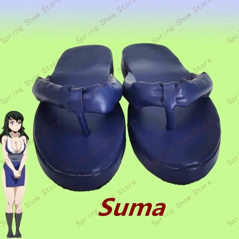 

Demon Slayer Kimetsu no Yaiba Suma Косплей Темно-синие туфли ручной работы из искусственной кожи