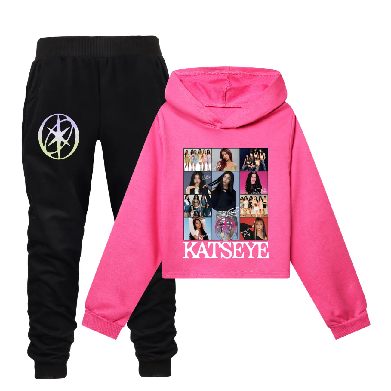 Hot Katseye Funny Print Hoodies Sweatshirts Children's Clothing Sets Boys Girls Tops + Pants 2 Pcs Suits Kids Tracksuits Sets
