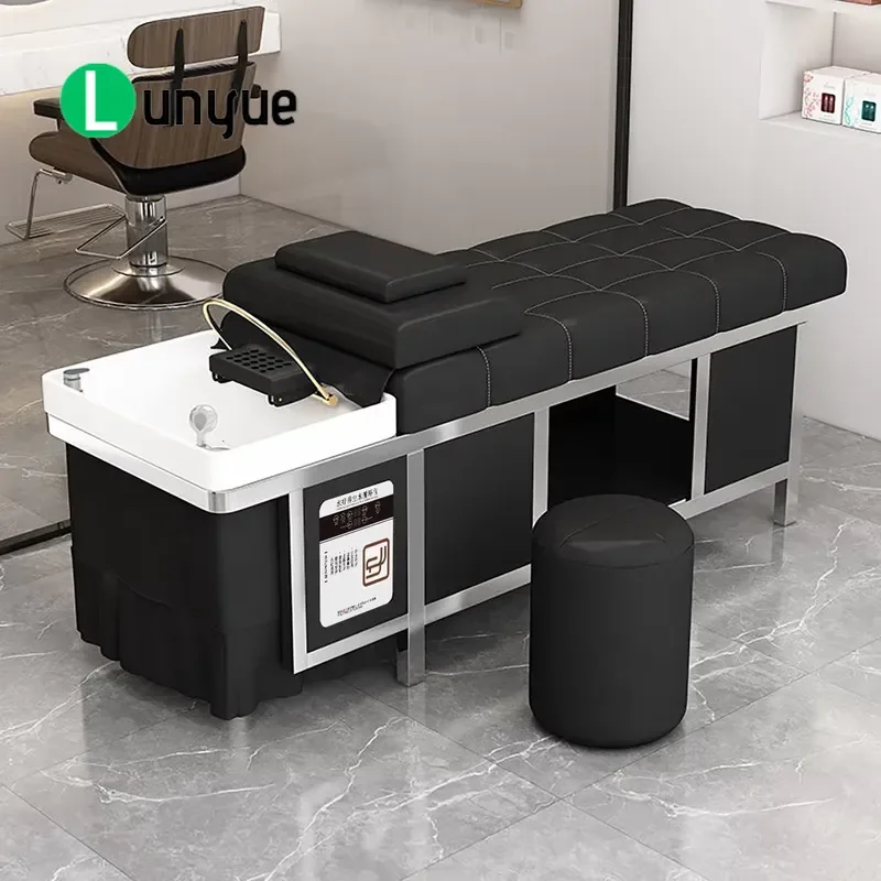 Stainless Steel Shampoo Bed with Synthetic Leather and High Density Sponge Constant Temperature Water Circulation