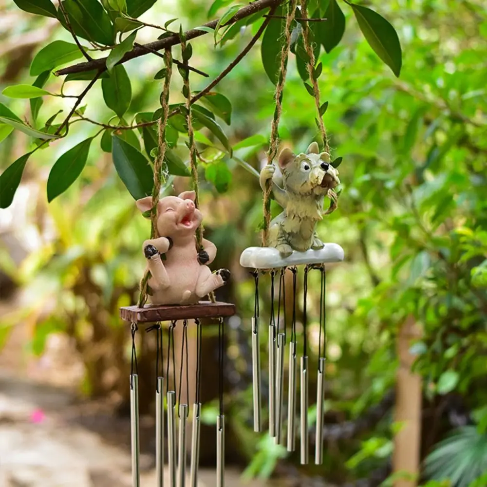 Cute Animal Wind Chimes Easy Installation Decorative Anima Hanging Pendants Cartoon Swing Garden Ornament Courtyard