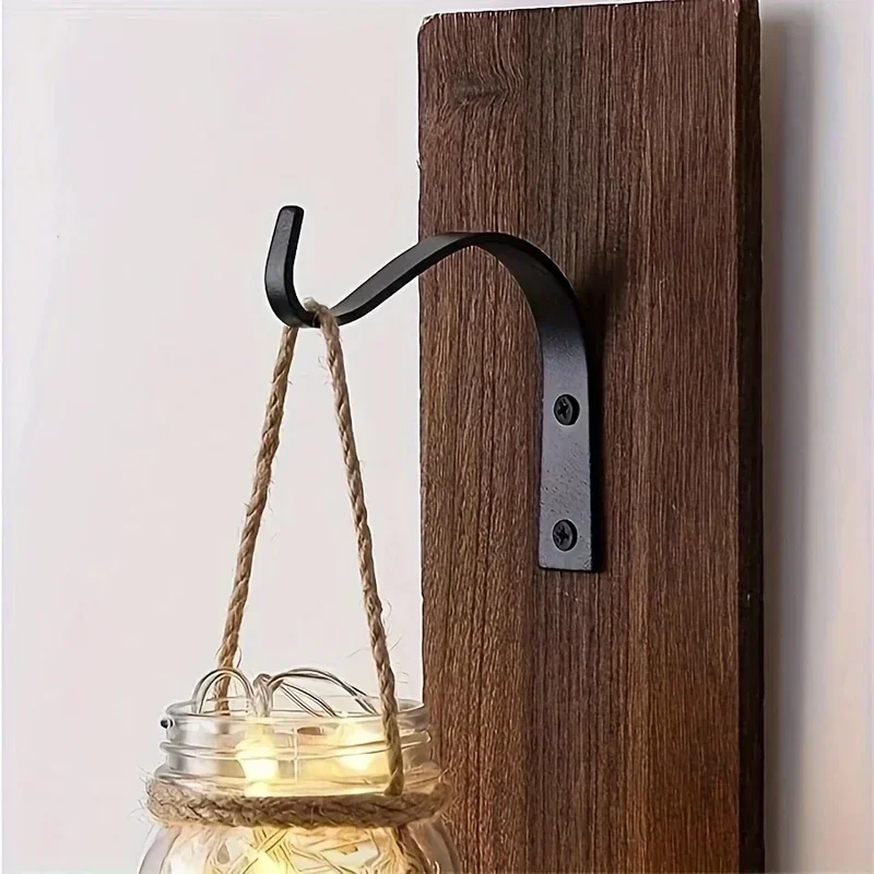 Ganchos de hierro forjado en forma de J de Metal para mejoras del hogar, cestas de flores para pintar, accesorios de ropa