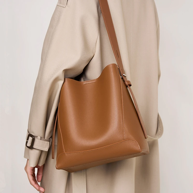 

Burminsa Elegant Genuine Leather Underarm Shoulder Bags For Women 2025 Luxury Designer Barrel Crossbody Office Ladies Handbags