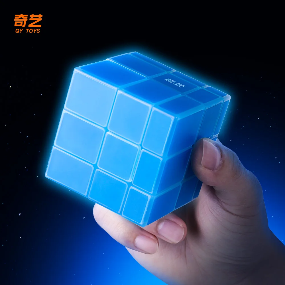 Qiyi Fluorescerende Spiegelkubus 3x3 Puzzel Snelheid Stickerloze Magische Kubus professionele Competitie Kinderen Speelgoed Cadeau