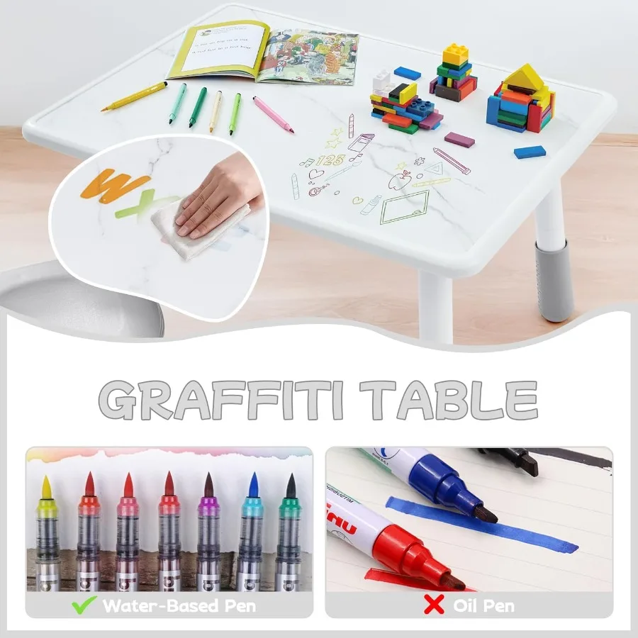 Adjustable Toddler Table And Chair Set Perfect Reading Drawing Eating Creative Activities In Daycare Classroom Ages 3-8 Home Use