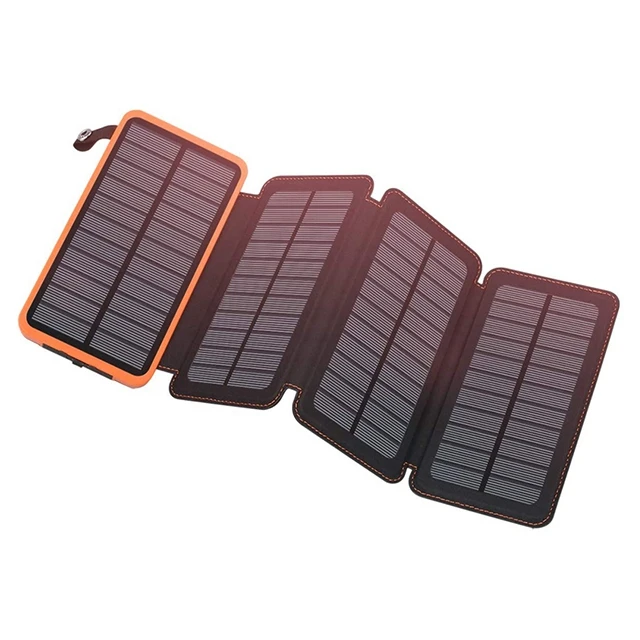 

Outdoor Power Bank with 4 Solar Panels 25000mAh External Battery Pack for Fast Charging,