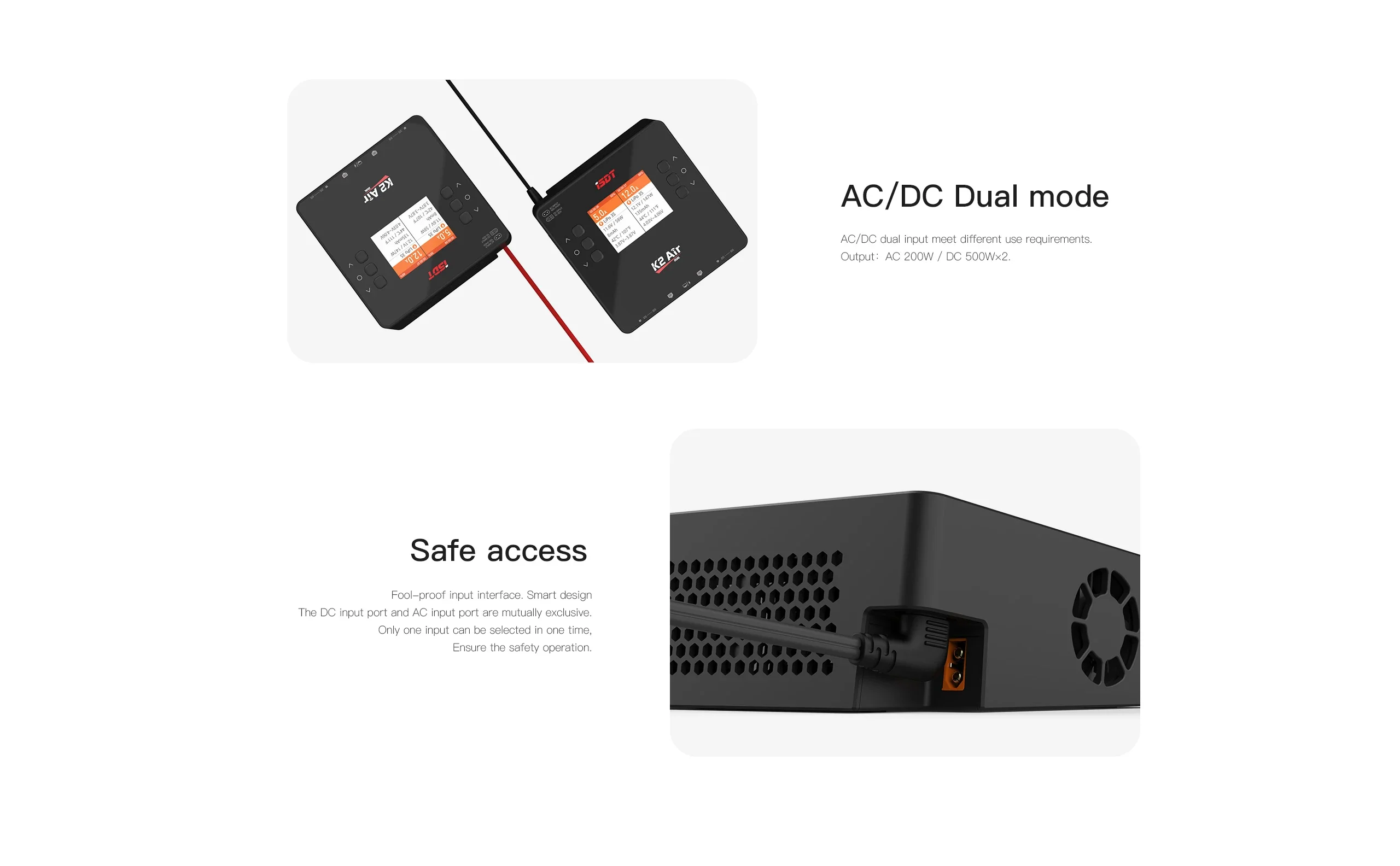 ISDT K2 Air AC 200W DC 500Wx2 20A Dual Channel Balance Lipo Charger Discharger for Lipo NiMh Pb Battery