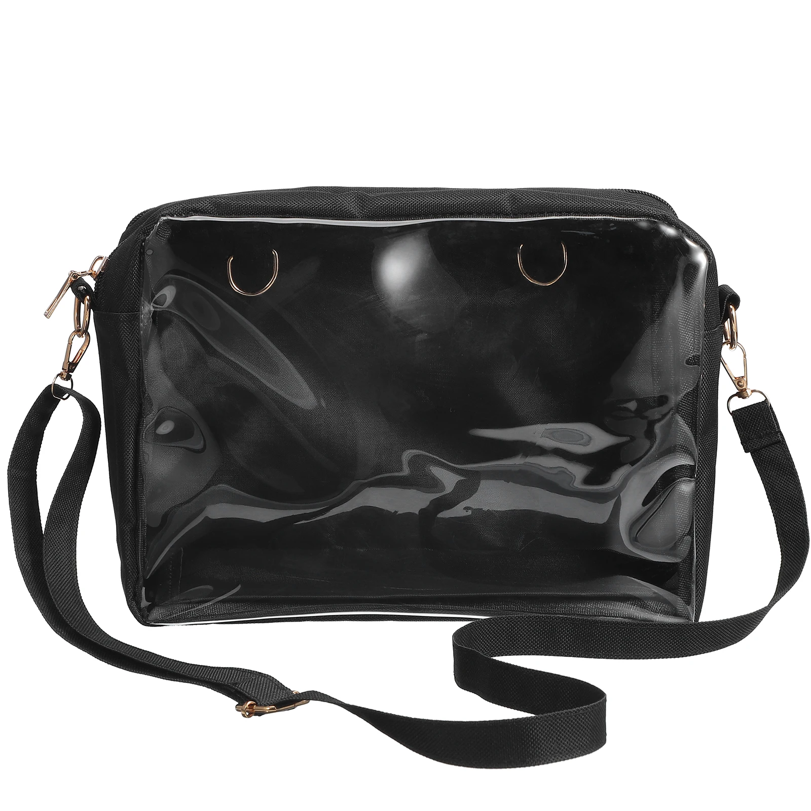 

Clear Shoulder Bag Transparent Crossbody Women Tote Oxford Cloth 28x10x20cm Black Large Capacity Zipper Travel Pouch Toiletry