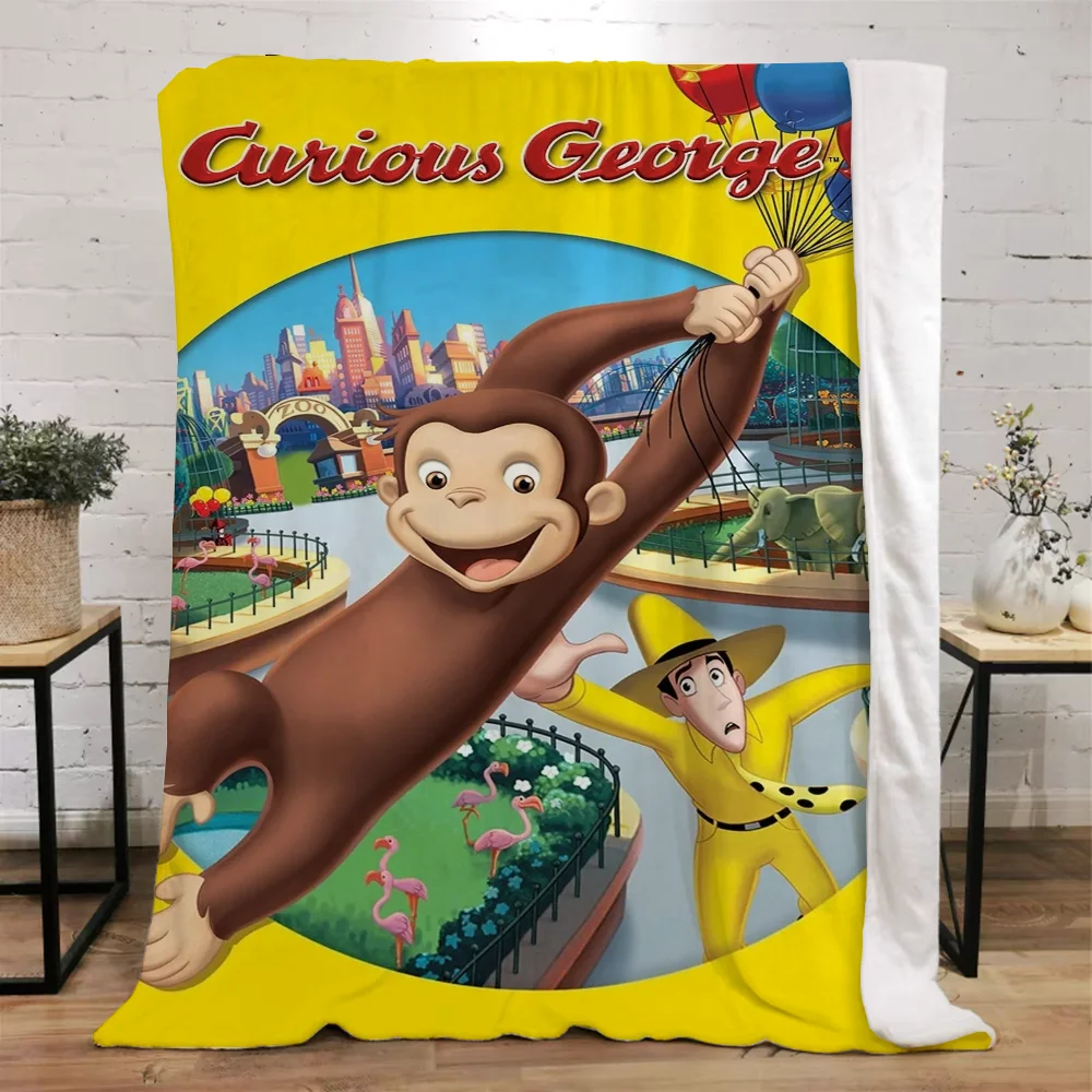 Curioso George Coperta Coperte e copriletti Biancheria da letto di lusso Asciugamano da spiaggia Interno per la casa Plaid lavorato a maglia