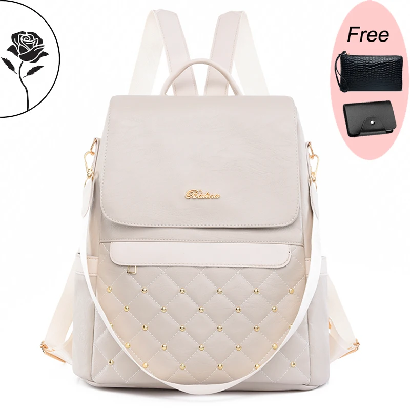 Women Large Capacity Backpack Purses High Quality Leather Female Vintage Bag School Bags Travel Bagpack Ladies Bookbag Rucksack