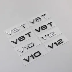 2PCS ABS 3D 배지 엠블럼 아우디 V6T V8T 리프 라벨 V10 V12 사이드 라벨 A4L A5 A6L A7 Q3 Q6 Q7 자동차 라벨 변위 스티커