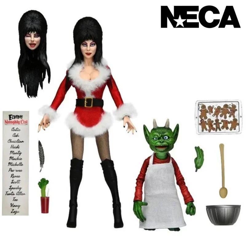 Spot Neca 1/12 Charming Heavenly Master Elvira Goblin Chef Christmas Edition 8-inch Cloth Doll Action Figure Collection Model