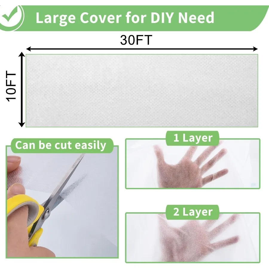 2 Packs Plant Covers Freeze Protection 10 x 30 FT 1.2 oz yd Frost Cloth Blankets Large Thicker Garden Floating Row Cover Fabric