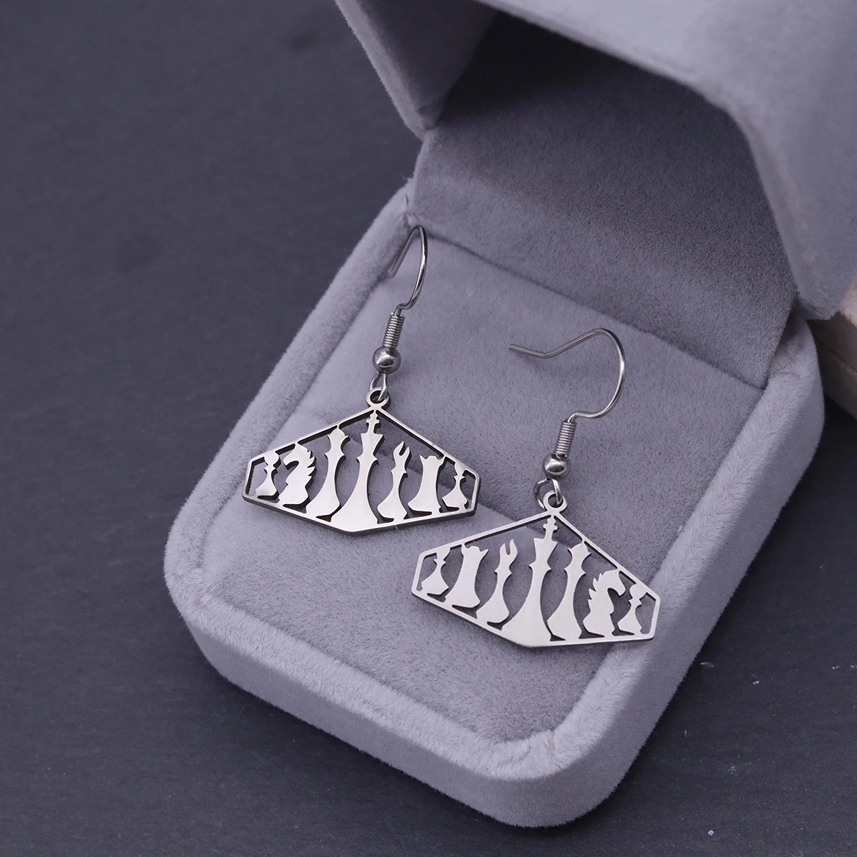 Stainless Steel Charms Chess Pieces Knight Bishop Pawn King Queen Rook Pendant Fit Earrings For Women Men Handmade Jewelry Gift