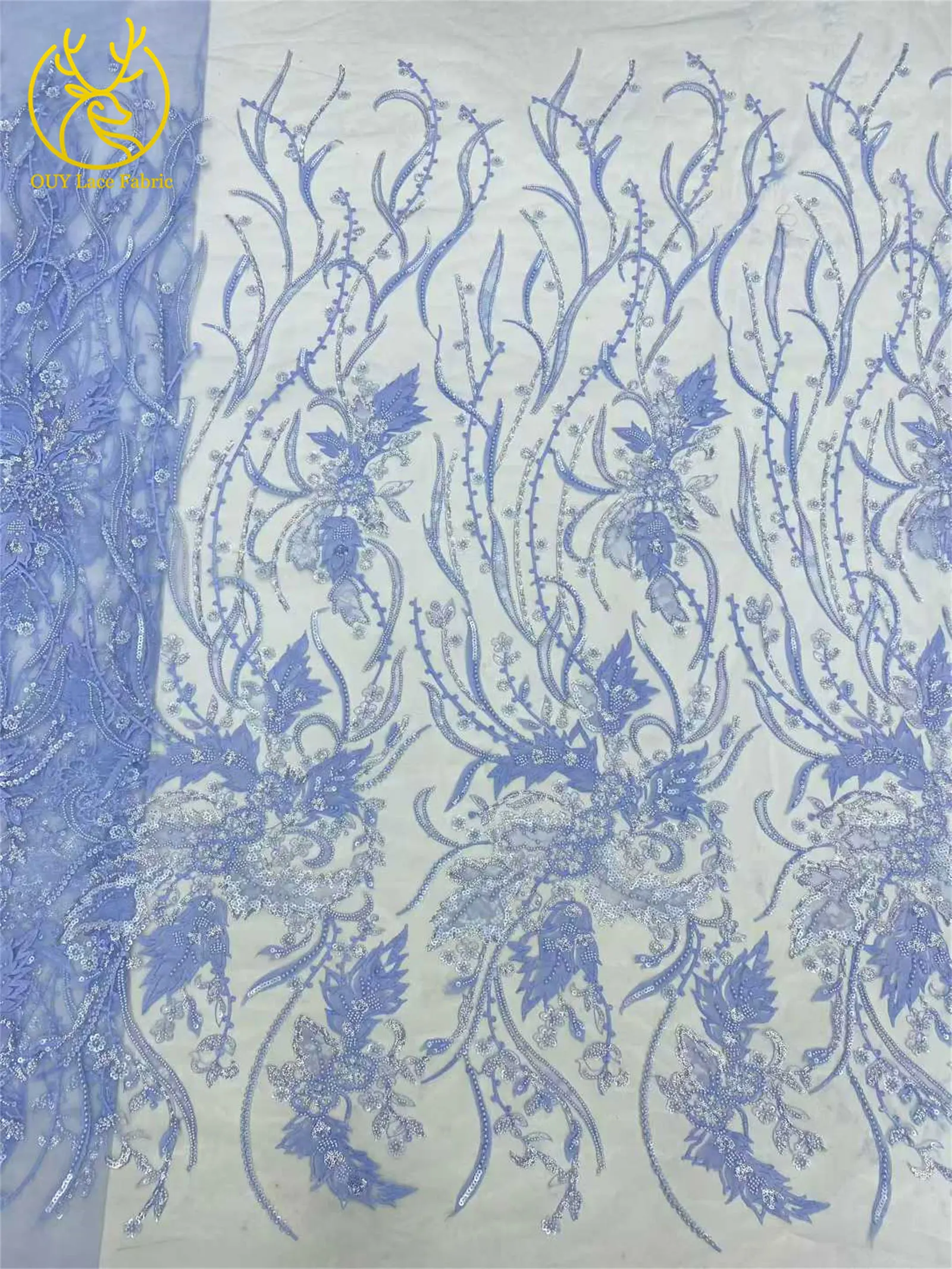 Tessuto africano del pizzo in rilievo 2026 Francese-Nigiano ricamato tulle tessuto di pizzo con paillettes festa di nozze abito da sposa da donna cucito