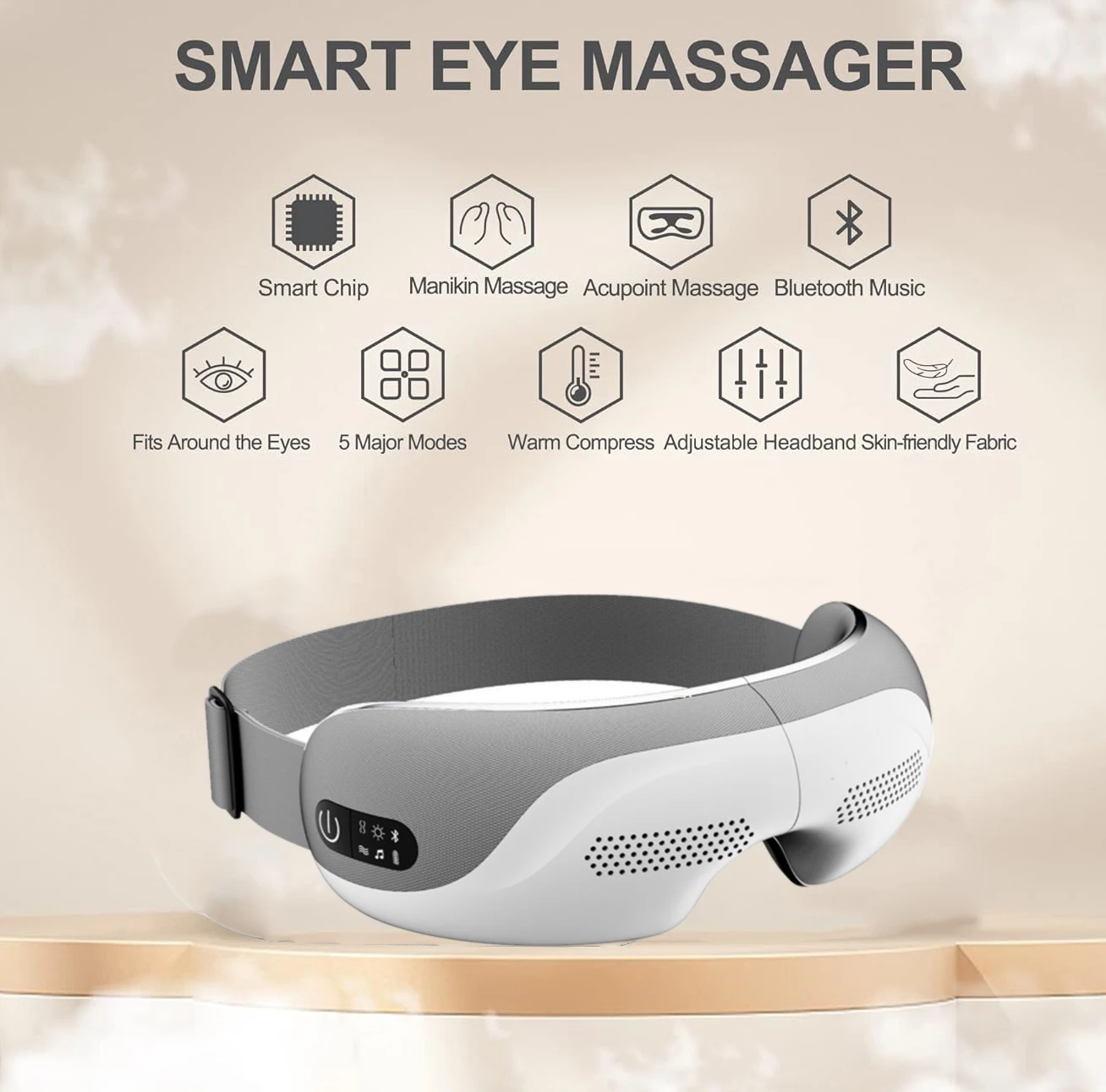 Visible Eye Messager With Graphene Heating, Electric Eye Massager With Blue Music