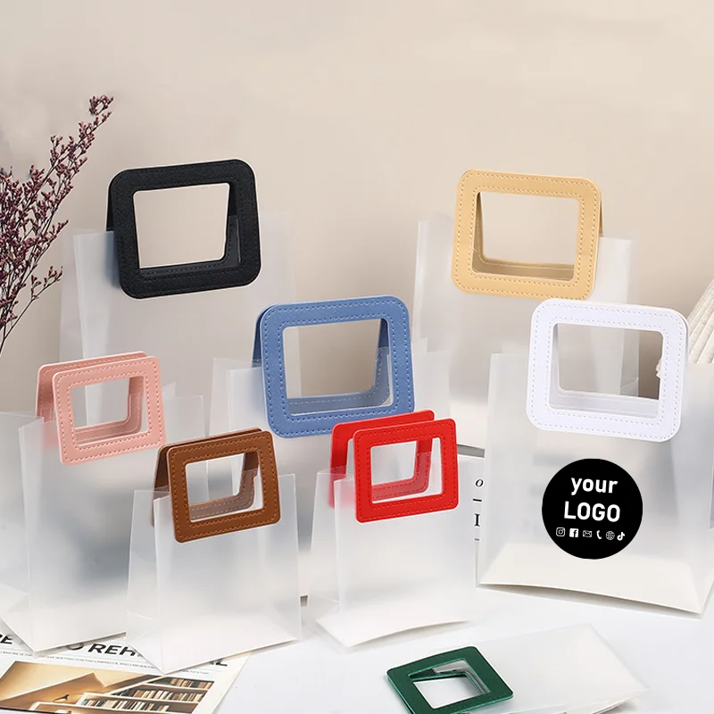 10 sacs fourre-tout carrés en plastique givré, sacs d'emballage pour mariage, sacs cadeaux pour la mariée, sacs de rangement haut de gamme, logos personnalisés