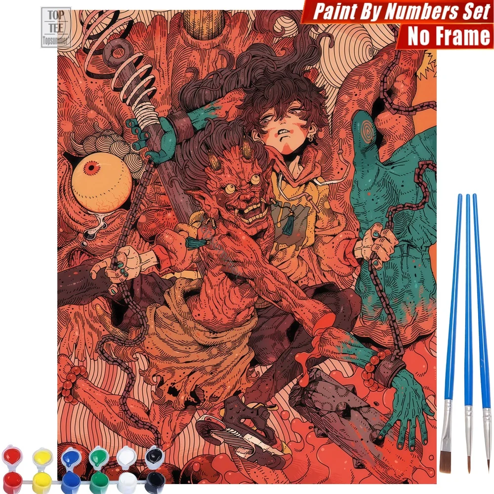 

Boy red demon Painting By Numbers Kit - Entangled dynamic tense Living Room Wall Art Birthday Gift For Colleague