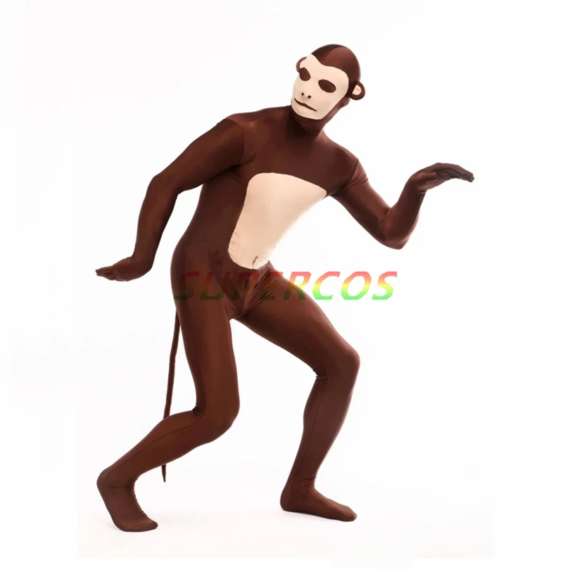 High Quality Halloween Carnival Party Unisex Monkey Pattern Full Body Animal Zentai Suit