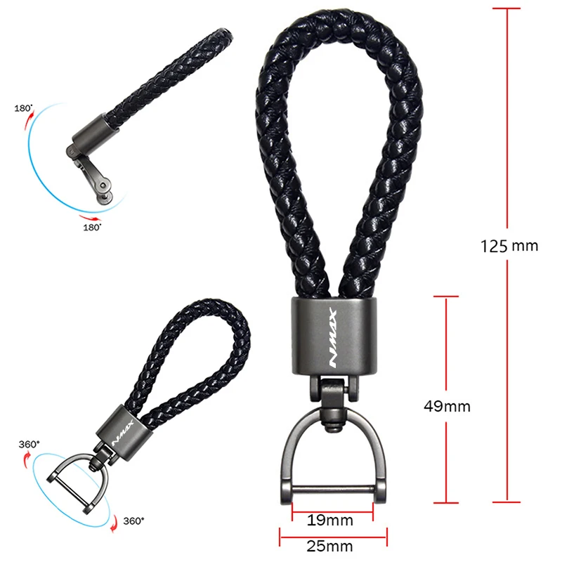 For Yamaha Nmax N-max 125 155 2017 2018 2019 2020- 2023 Motorcyclec CNC Accessorie Braided Rope Keyring Metal Keychain