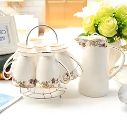 7pcs set, real bone china tea set, porcelain cafetera nespresso coffee set, vintage english tea set, ceramic mug drink items