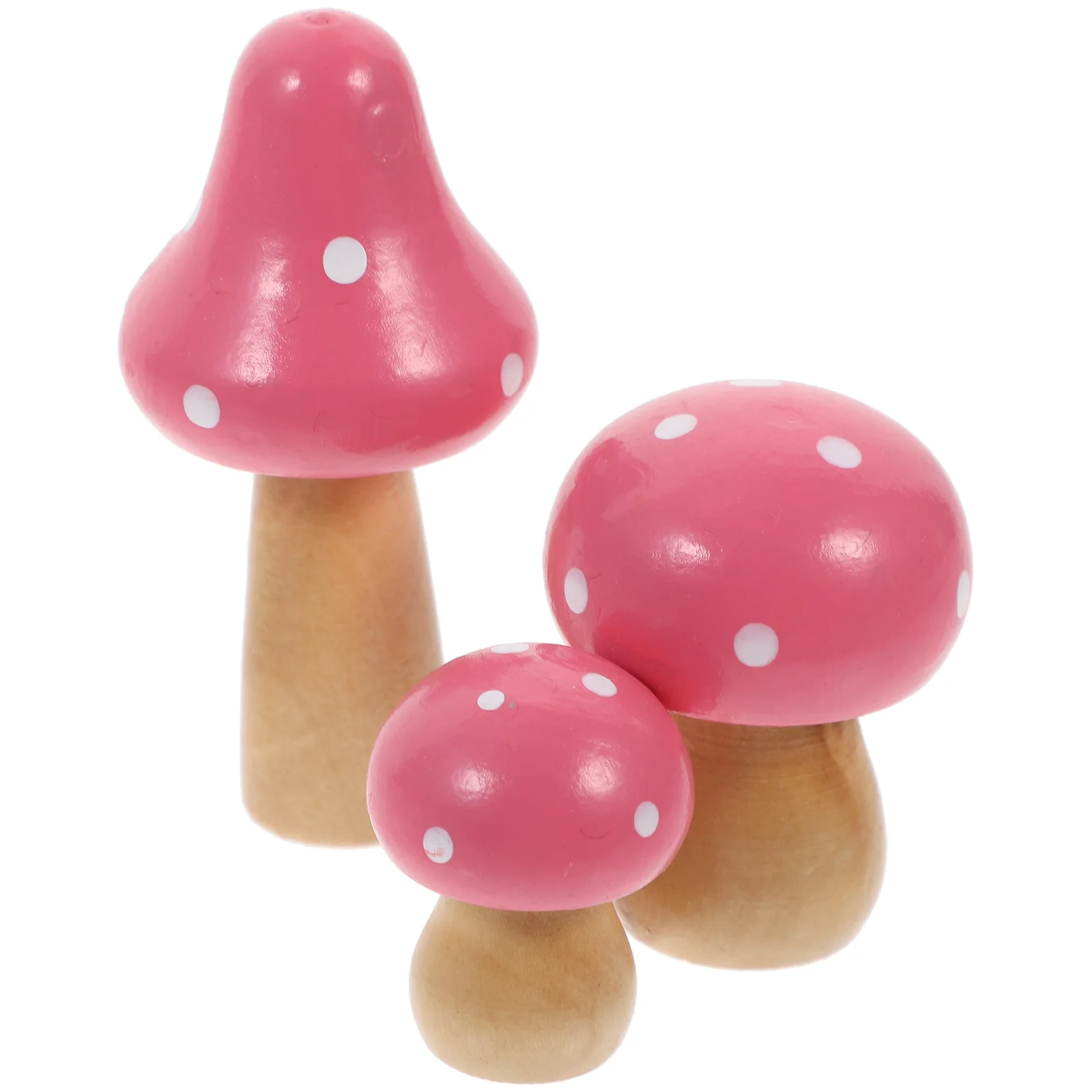 

3 pcs Wooden Mushroom Ornament Desktop Decor Durable Realistic Home Mushroom Sculpture Office Cafe Garden Statue Figurines