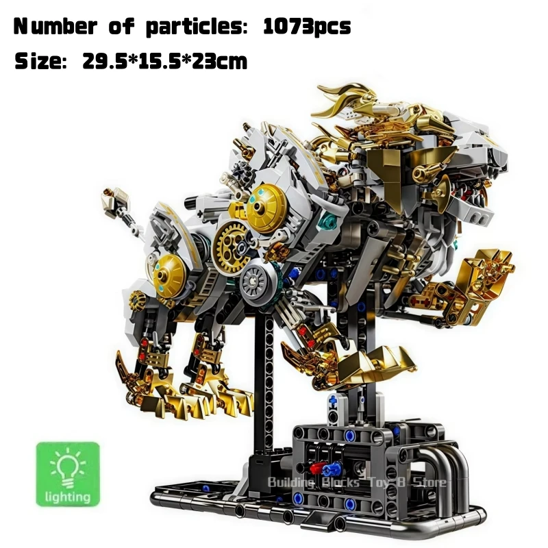 1073PCS Creativo Tecnico Meccanico Leone Building Blocks Mattoni STEM Modello Animale Giocattoli Educativi Set Kit per Il Regalo Del Capretto Per Adulti