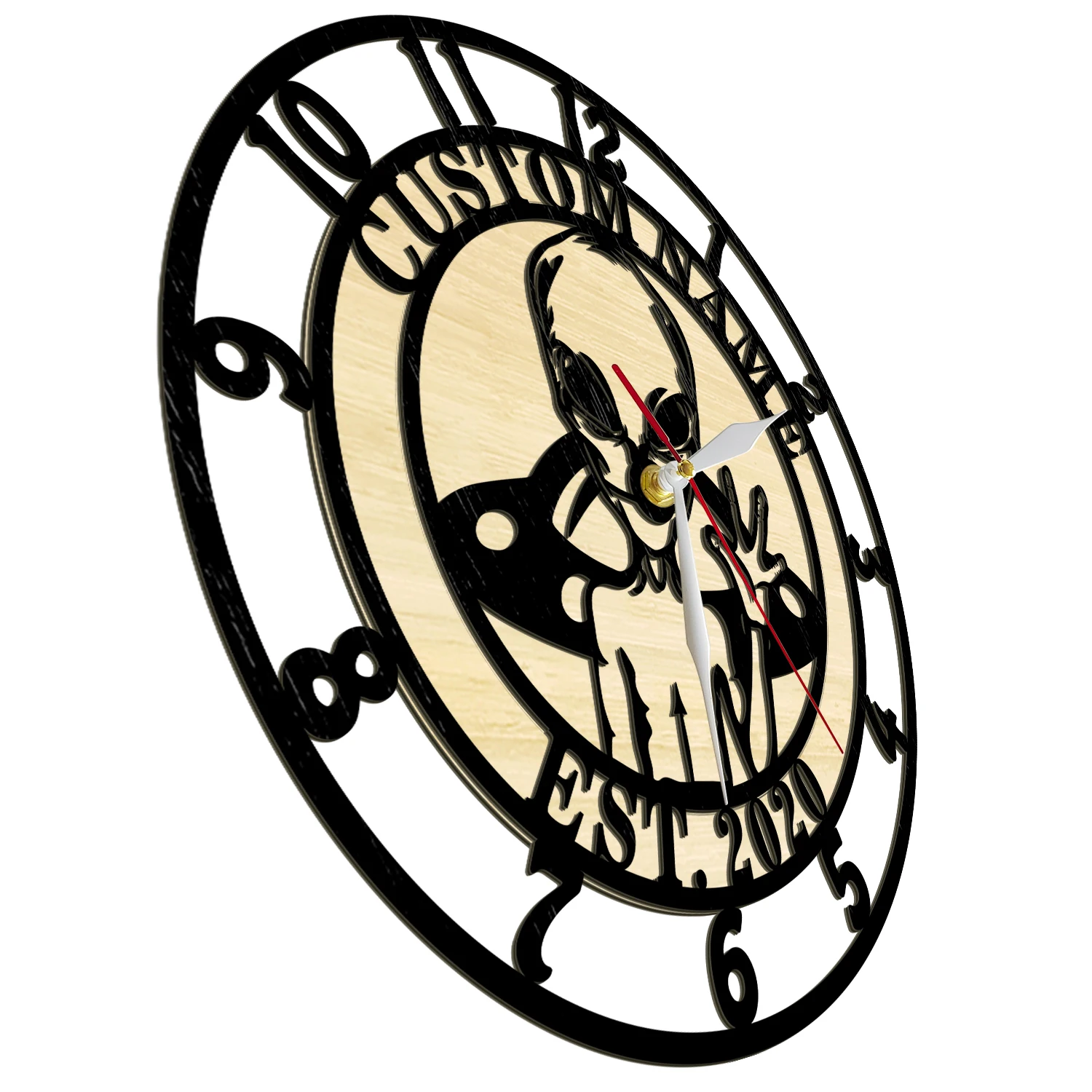 Personalized Name Alien ET with UFO Wooden Wall Clock for Boys Bedroom Sci Fi Home Decor Timepieces Rustic Wood Timber Clock
