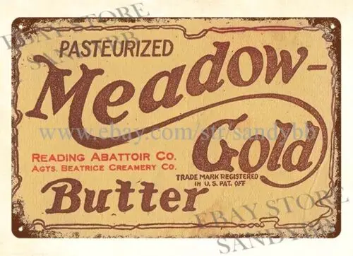 BEATRICE CREAMERY MEADOW GOLD BUTTER metal tin sign outdoor wall art