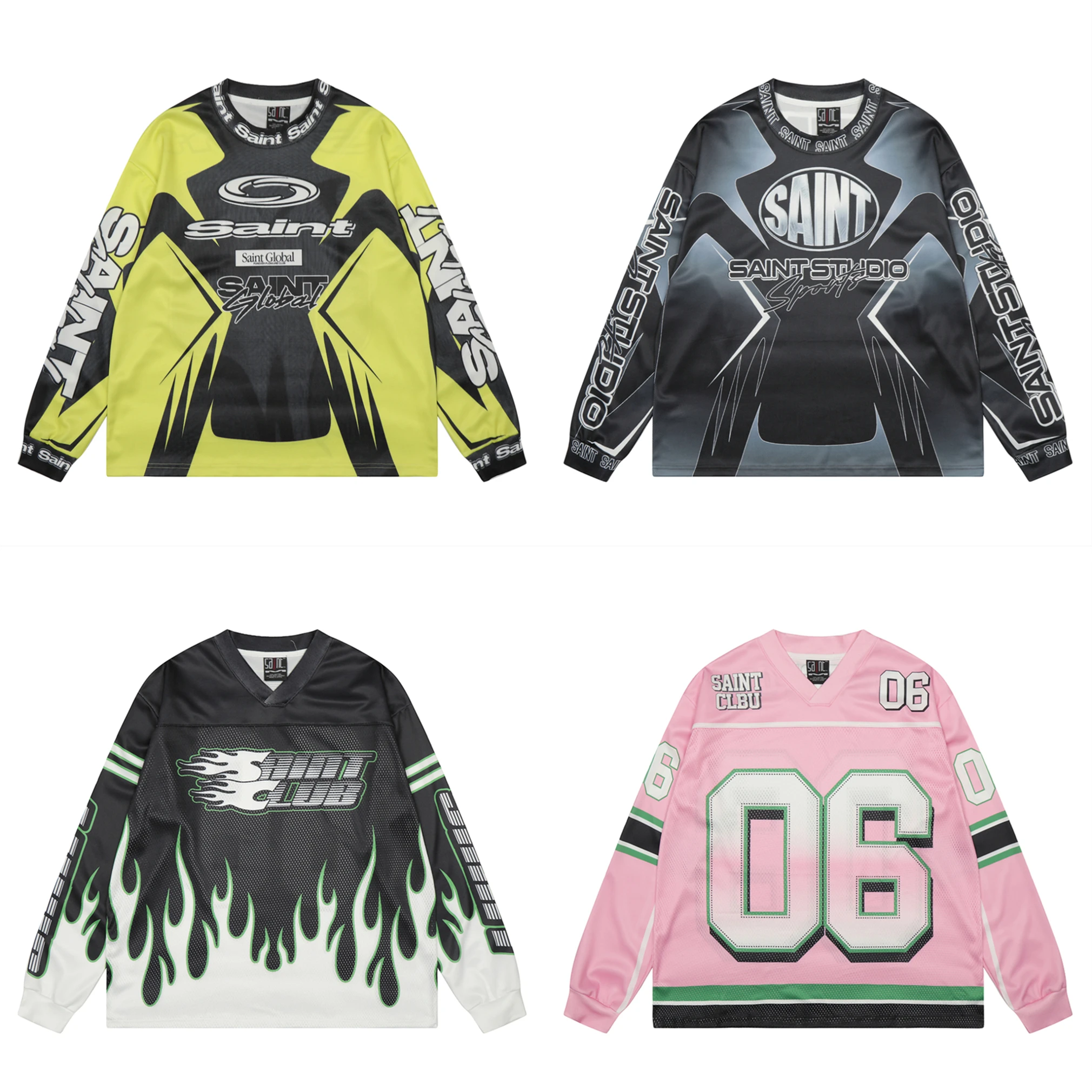 

2025fw Mesh SAINT Long Sleeves T-shirt Men Women Oversized Tops Tee T Shirt