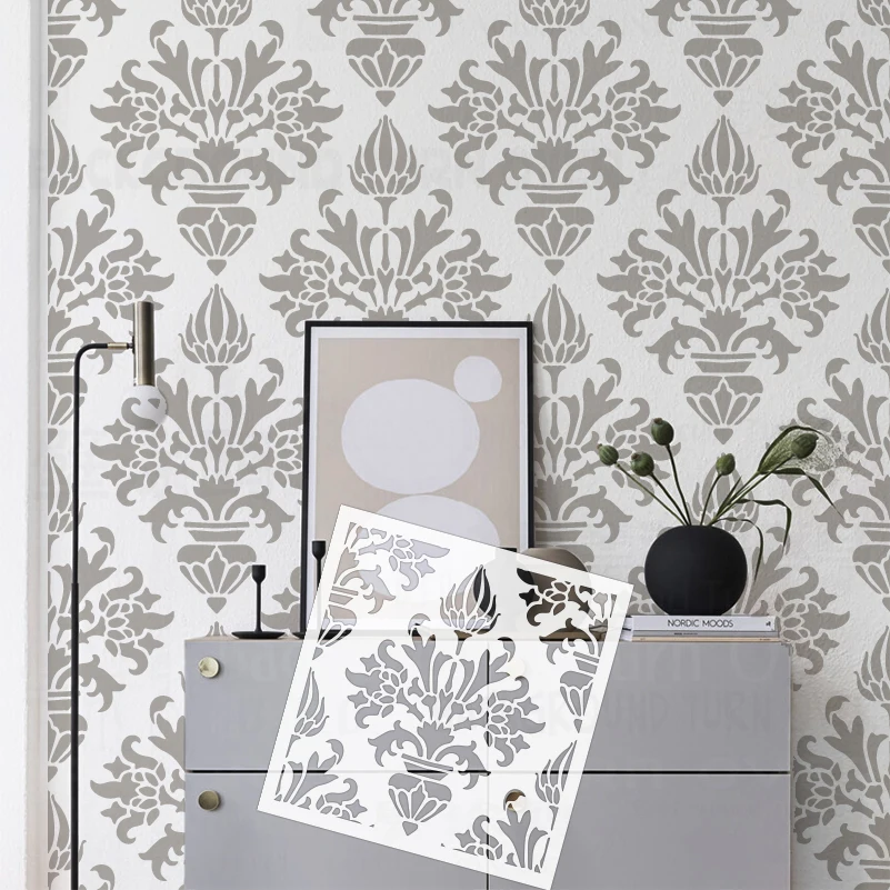 40cm - 80cm Stencil Wall For Painting Decor Decorative Plaster Template Furniture Makers Decors Damask Vintage Retro S416