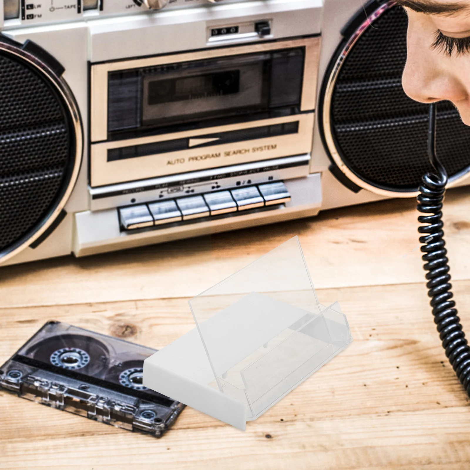 

10Pcs Cassette Tape Storage Organizer Vintage Clear Plastic Box Protector Travel Audio Tape Recording Holder Vintage Storage Box