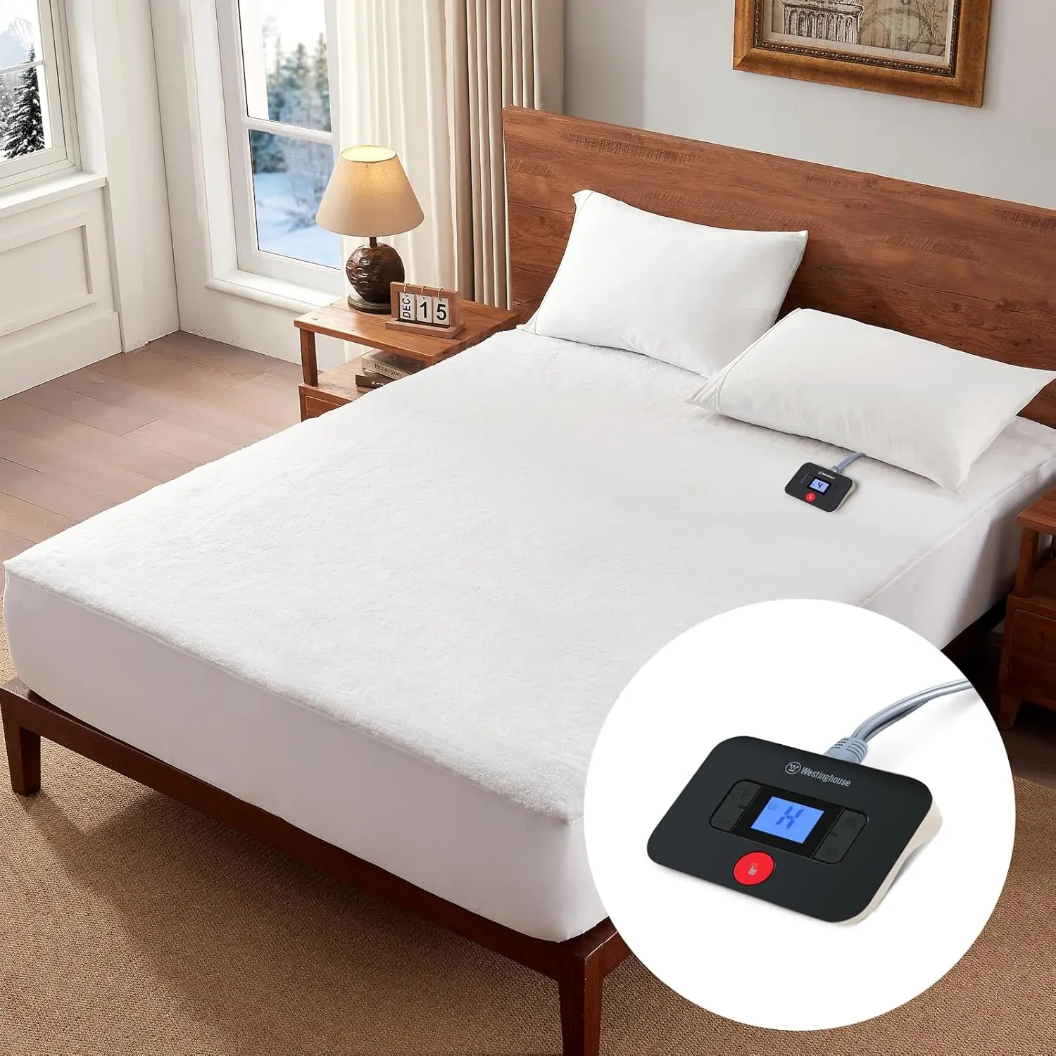 

Двойной наматрасник с подогревом, мягкий подогреватель кровати из шерпа, чехол для электрического матраса с 10 настройками нагрева, автоматическое отключение 1–12 часов, подходит для