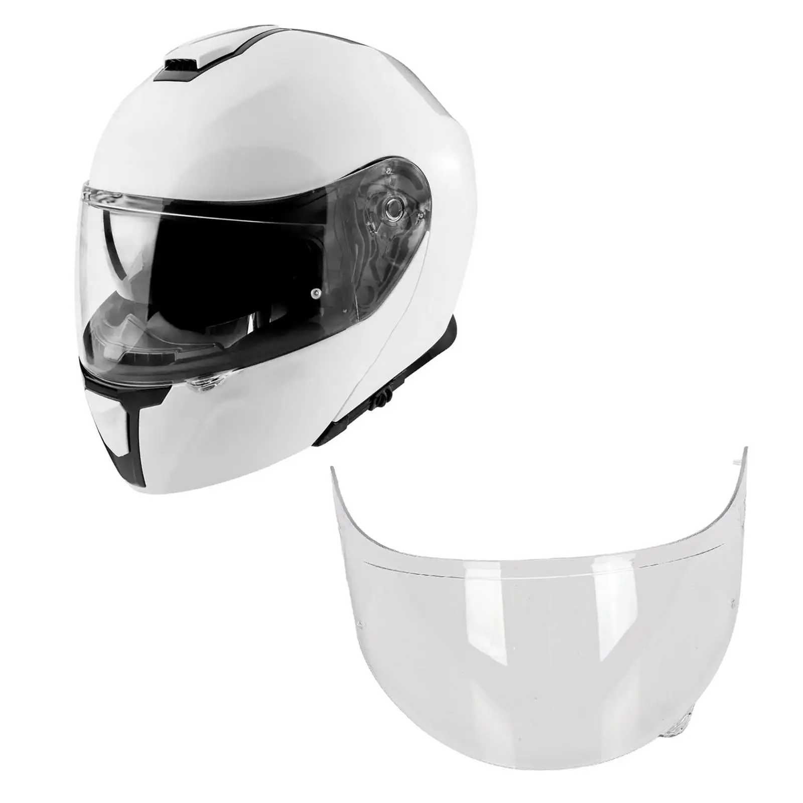 

Modular Flip Up Helmet Visor Clear Anti Fog Lens Replacement Durable Plastic for Full Face Motorcycle Helmet