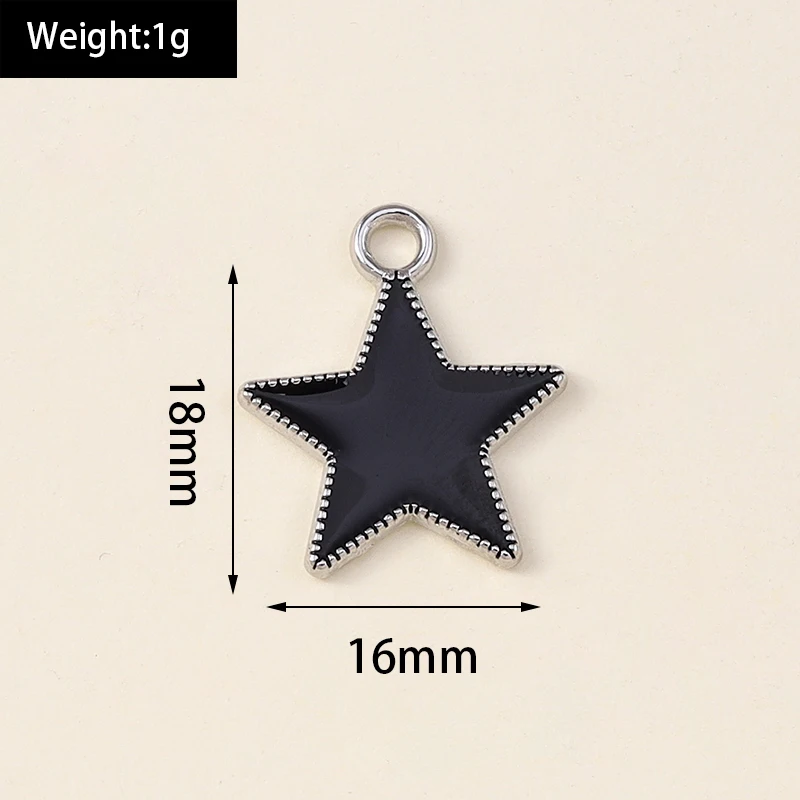 Leslie 10pcs/lot 16x18mm Enamel Black Five-pointed Stars Charms for DIY Earrings Necklaces Pendants Jewelry Making Accessories – Detail 1