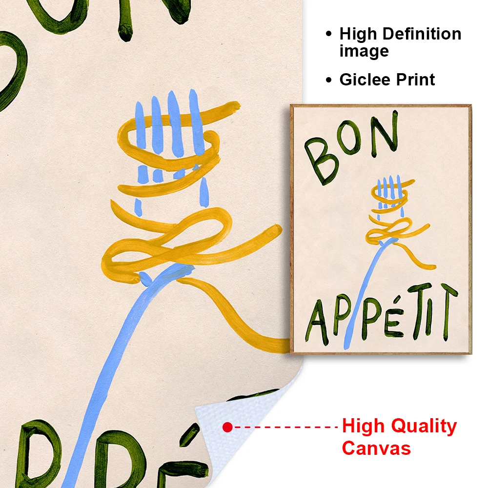 المطبخ جدار الفن اسبريسو مارتيني المعكرونة القهوة المشارك بون الشهية Oui du مقهى يطبع قماش اللوحة غرفة العشاء مقهى ديكور المنزل